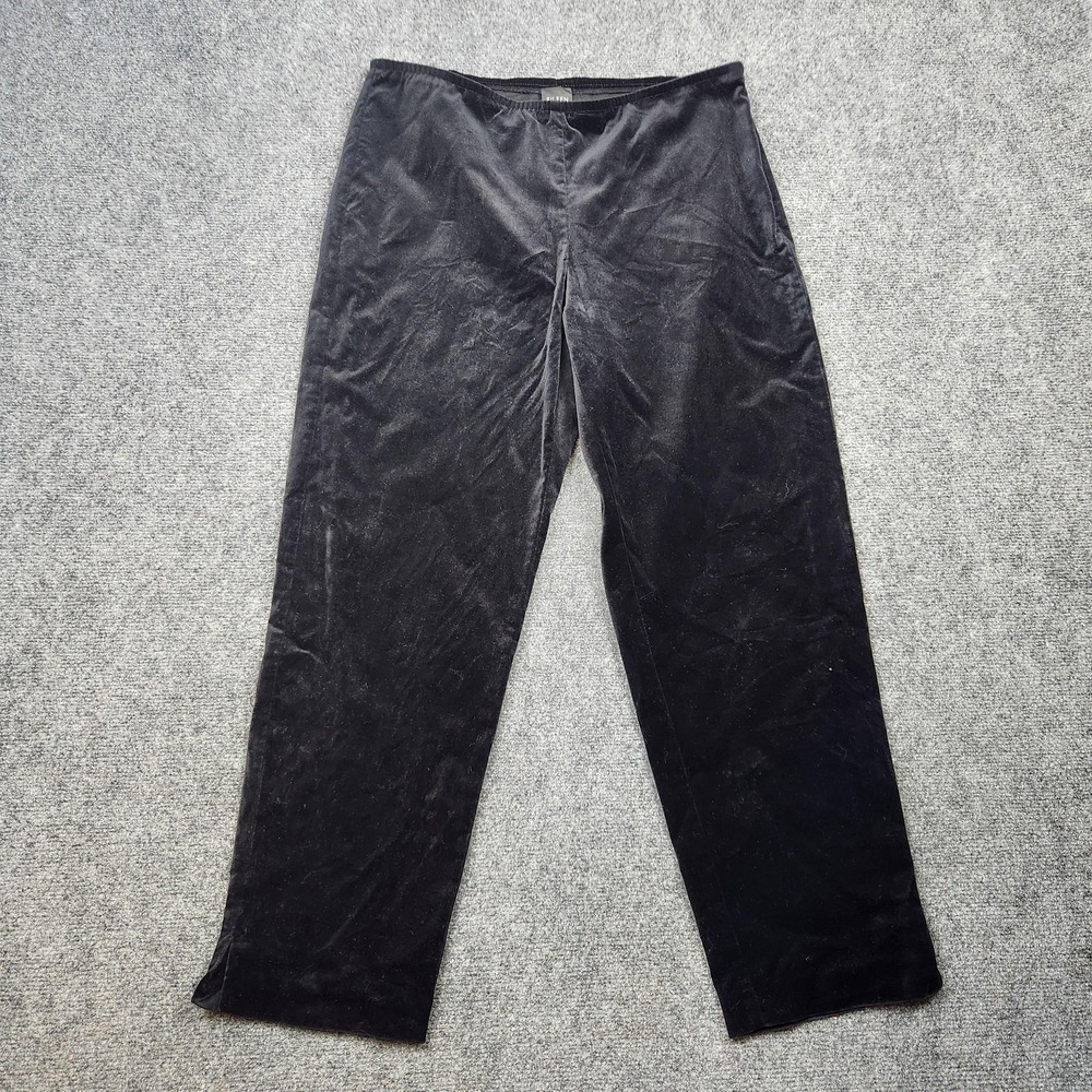 Eileen Fisher Pants Womens Medium Velvet Straight Leg Pull On Lounge‎ Dressy